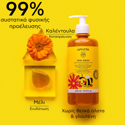 APIVITA MINI BEES HAIR&BODY WASH CALENDULA HONEY 500ML
