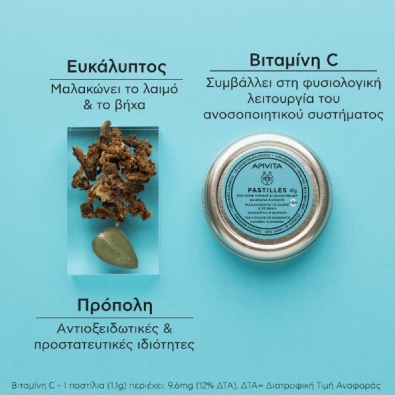 APIVITA PASTILLES ΕΥΚΑΛΥΠΤΟΣ&ΠΡΟΠΟΛΗ 45g